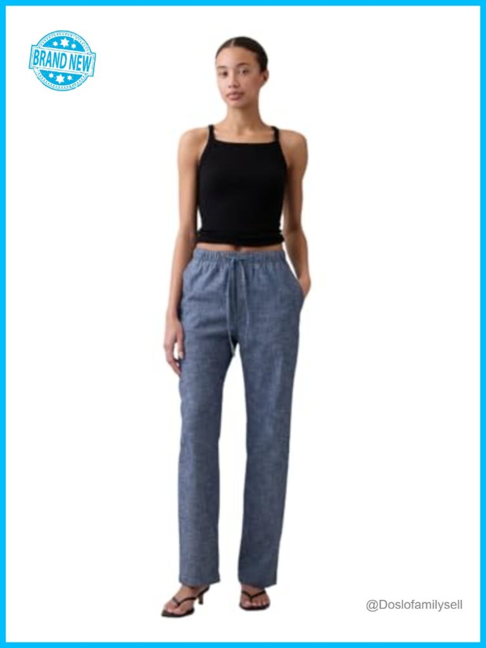 Women's Casual Pull On Ankle Pants Loose Fit 100% Cotton